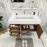 Blossom 42 In. Floating Single Sink Bathroom Vanity With Acrylic Sink Top, Left Side Drawers & Aluminum Alloy Frame