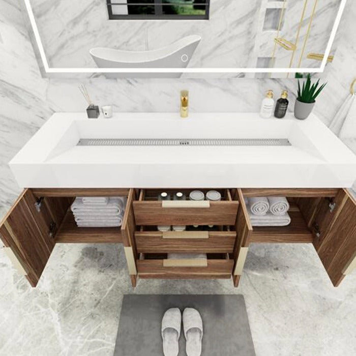 Blossom 60 In. Floating Single Sink Bathroom Vanity With Acrylic Sink Top, Drawers & Aluminum Alloy Frame