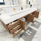Blossom 84 In. Floating Double Sink Bathroom Vanity With Acrylic Sink Top & Aluminum Alloy Frame