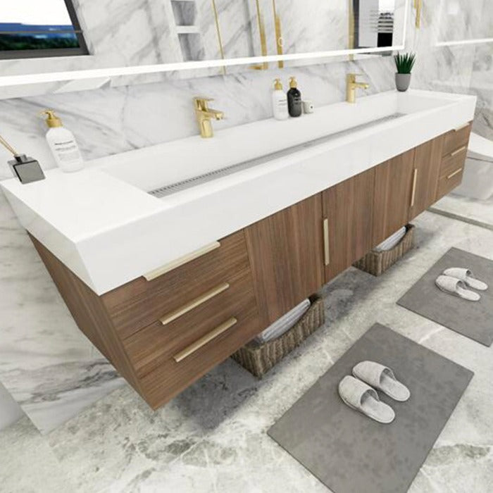 Blossom 84 In. Floating Double Sink Bathroom Vanity With Acrylic Sink Top & Aluminum Alloy Frame