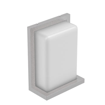 12W Rectangle Shape LED Outdoor Wall Sconce, Painted Silver Finish, White Acrylic Shade, ETL Listed