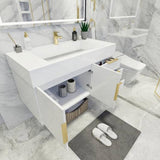 Blossom 42 In. Floating Single Sink Bathroom Vanity With Acrylic Sink Top, Right Side Drawers & Aluminum Alloy Frame