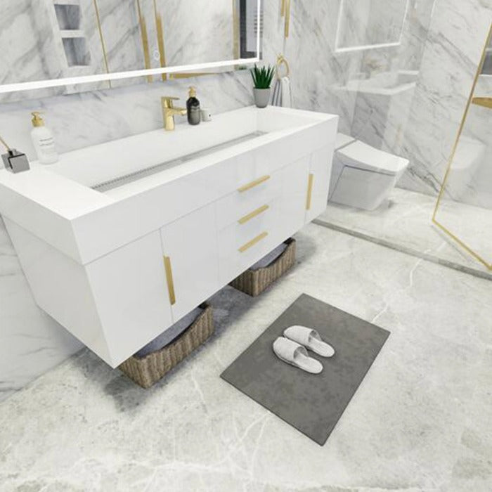 Blossom 60 In. Floating Single Sink Bathroom Vanity With Acrylic Sink Top, Drawers & Aluminum Alloy Frame