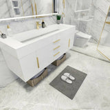 Blossom 60 In. Floating Single Sink Bathroom Vanity With Acrylic Sink Top, Drawers & Aluminum Alloy Frame
