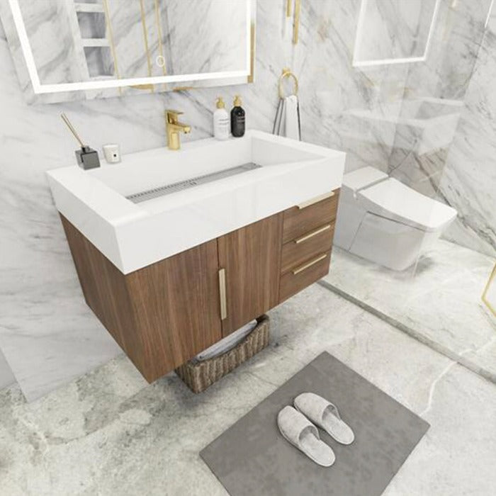 Blossom 36 In. Floating Single Sink Bathroom Vanity With Acrylic Sink Top & Aluminum Alloy Frame