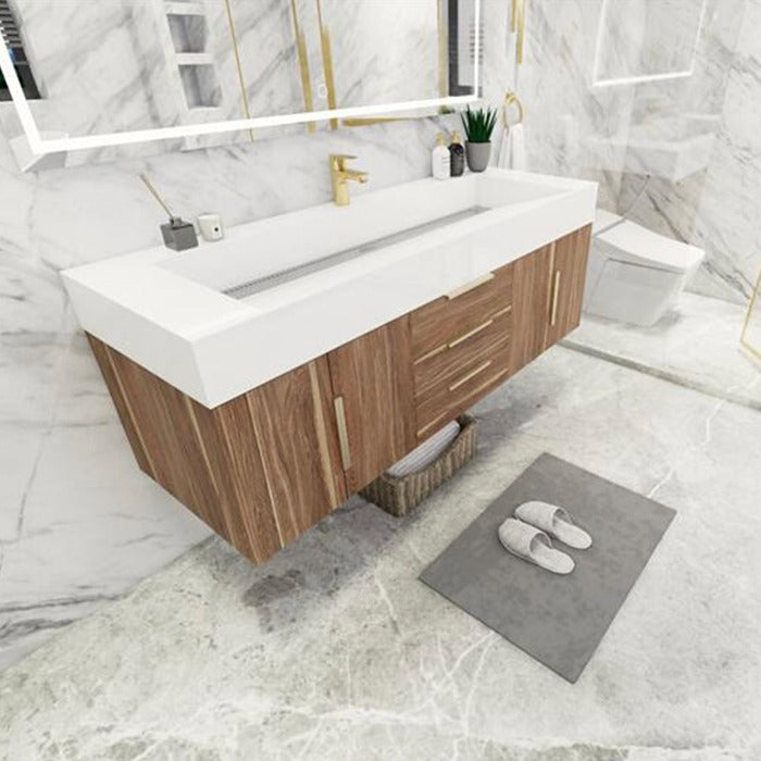 Blossom 60 In. Floating Single Sink Bathroom Vanity With Acrylic Sink Top, Drawers & Aluminum Alloy Frame