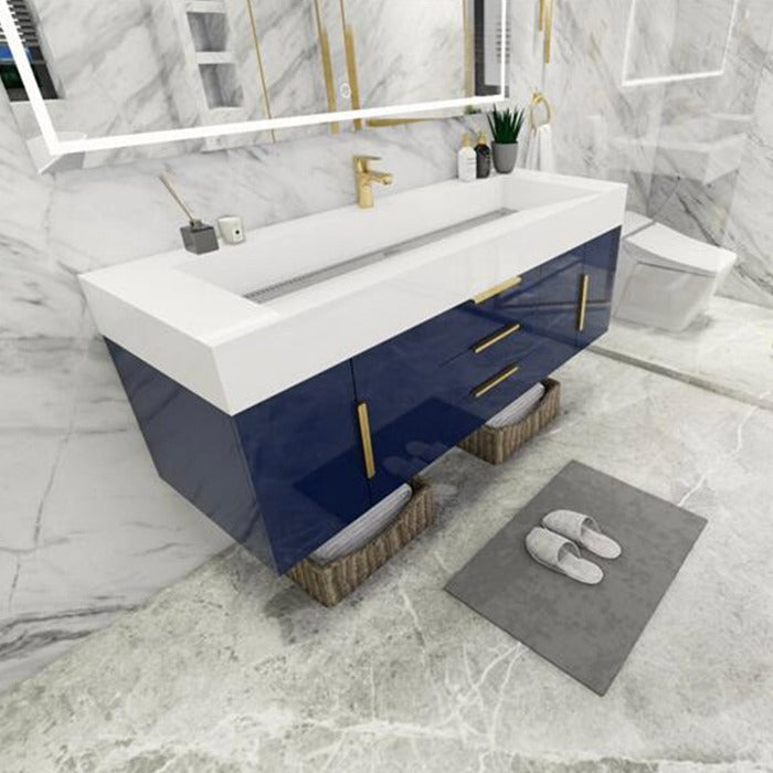 Blossom 60 In. Floating Single Sink Bathroom Vanity With Acrylic Sink Top, Drawers & Aluminum Alloy Frame