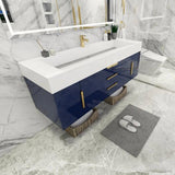 Blossom 60 In. Floating Single Sink Bathroom Vanity With Acrylic Sink Top, Drawers & Aluminum Alloy Frame