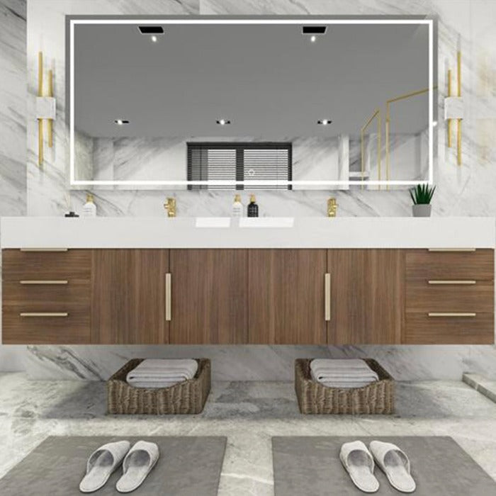 Blossom 84 In. Floating Double Sink Bathroom Vanity With Acrylic Sink Top & Aluminum Alloy Frame
