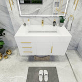 Blossom 42 In. Floating Single Sink Bathroom Vanity With Acrylic Sink Top, Left Side Drawers & Aluminum Alloy Frame