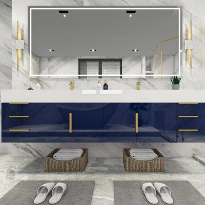 Blossom 84 In. Floating Double Sink Bathroom Vanity With Acrylic Sink Top & Aluminum Alloy Frame