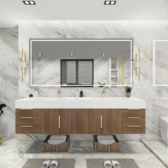 Blossom 84 In. Floating Double Sink Bathroom Vanity With Acrylic Sink Top & Aluminum Alloy Frame