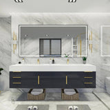 Blossom 84 In. Floating Double Sink Bathroom Vanity With Acrylic Sink Top & Aluminum Alloy Frame