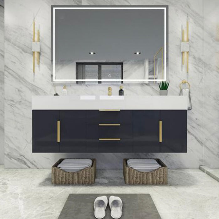 Blossom 60 In. Floating Single Sink Bathroom Vanity With Acrylic Sink Top, Drawers & Aluminum Alloy Frame