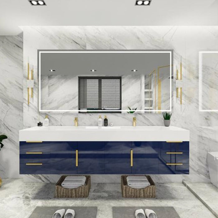 Blossom 84 In. Floating Double Sink Bathroom Vanity With Acrylic Sink Top & Aluminum Alloy Frame
