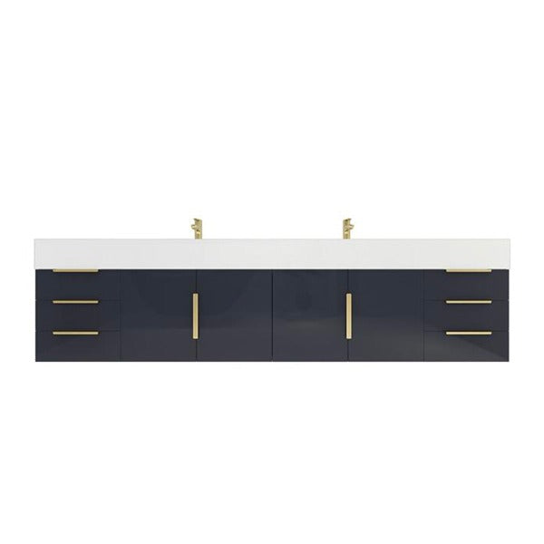 Blossom 84 In. Floating Double Sink Bathroom Vanity With Acrylic Sink Top & Aluminum Alloy Frame