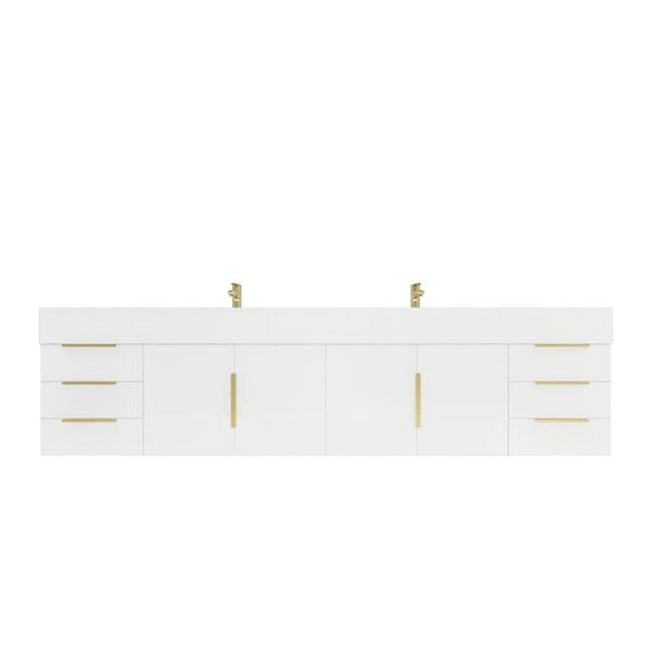 Blossom 84 In. Floating Double Sink Bathroom Vanity With Acrylic Sink Top & Aluminum Alloy Frame