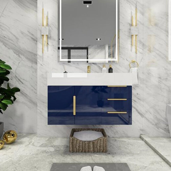 Blossom 36 In. Floating Single Sink Bathroom Vanity With Acrylic Sink Top & Aluminum Alloy Frame