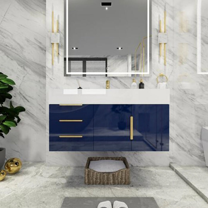 Blossom 42 In. Floating Single Sink Bathroom Vanity With Acrylic Sink Top, Left Side Drawers & Aluminum Alloy Frame