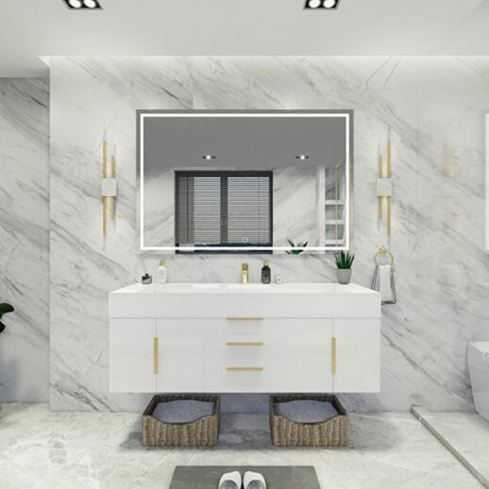 Blossom 60 In. Floating Single Sink Bathroom Vanity With Acrylic Sink Top, Drawers & Aluminum Alloy Frame