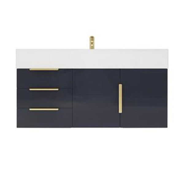 Blossom 42 In. Floating Single Sink Bathroom Vanity With Acrylic Sink Top, Left Side Drawers & Aluminum Alloy Frame