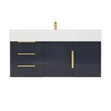 Blossom 42 In. Floating Single Sink Bathroom Vanity With Acrylic Sink Top, Left Side Drawers & Aluminum Alloy Frame
