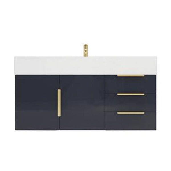 Blossom 42 In. Floating Single Sink Bathroom Vanity With Acrylic Sink Top, Right Side Drawers & Aluminum Alloy Frame