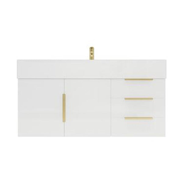 Blossom 42 In. Floating Single Sink Bathroom Vanity With Acrylic Sink Top, Right Side Drawers & Aluminum Alloy Frame