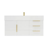 Blossom 42 In. Floating Single Sink Bathroom Vanity With Acrylic Sink Top, Right Side Drawers & Aluminum Alloy Frame