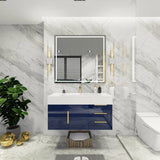Blossom 42 In. Floating Single Sink Bathroom Vanity With Acrylic Sink Top, Right Side Drawers & Aluminum Alloy Frame