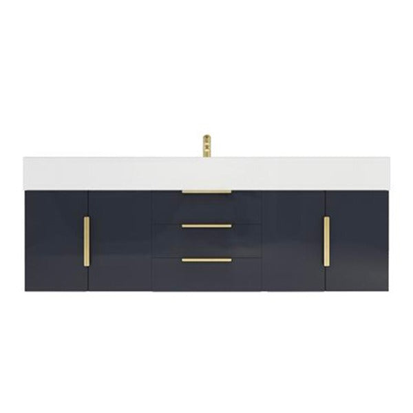 Blossom 60 In. Floating Single Sink Bathroom Vanity With Acrylic Sink Top, Drawers & Aluminum Alloy Frame