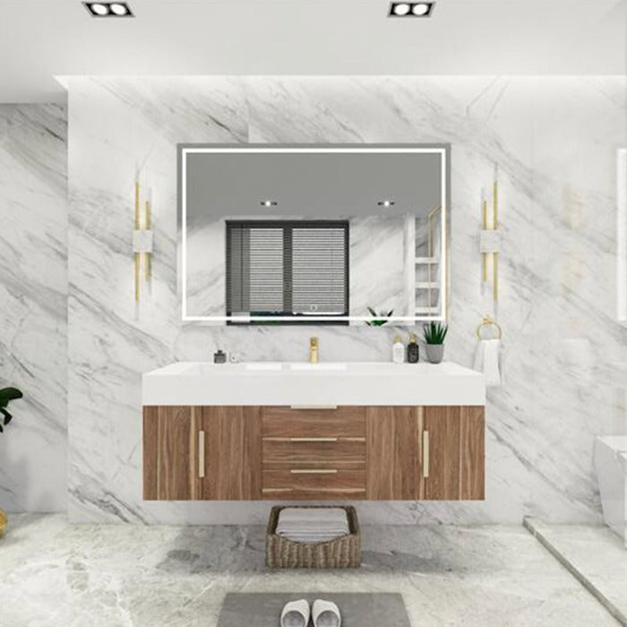 Blossom 60 In. Floating Single Sink Bathroom Vanity With Acrylic Sink Top, Drawers & Aluminum Alloy Frame