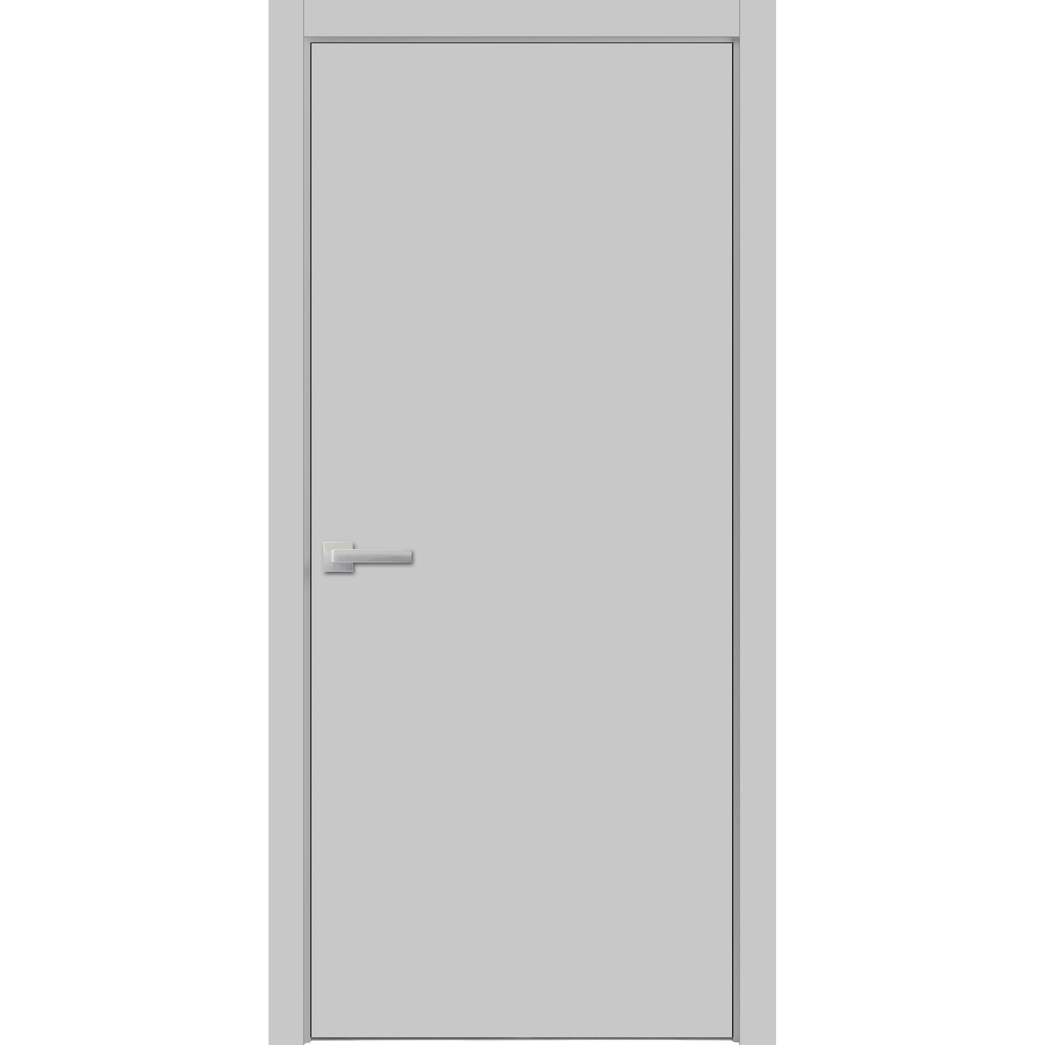 Modern Wood Interior Door with Hardware | Planum 0010 Matte Grey | Single Panel Frame Trims | Bathroom Bedroom Sturdy Doors