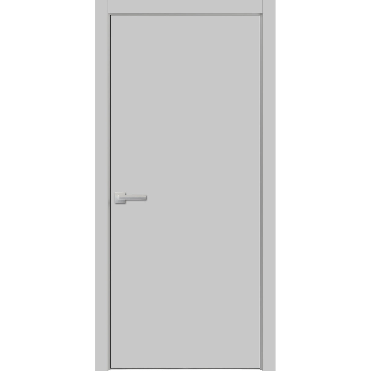 Modern Wood Interior Door with Hardware | Planum 0010 Matte Grey | Single Panel Frame Trims | Bathroom Bedroom Sturdy Doors