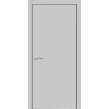 Modern Wood Interior Door with Hardware | Planum 0010 Matte Grey | Single Panel Frame Trims | Bathroom Bedroom Sturdy Doors