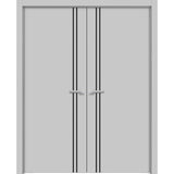 Planum Solid French Double Doors | Planum 0016 Matte Grey | Wood Solid Panel Frame Trims | Closet Bedroom Sturdy Doors