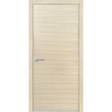 Modern Wood Interior Door with Hardware | Planum 0010 Natural Veneer | Single Panel Frame Trims | Bathroom Bedroom Sturdy Doors