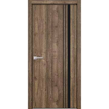 Modern Wood Interior Door with Hardware | Planum 0011 Walnut | Single Panel Frame Trims | Bathroom Bedroom Sturdy Doors