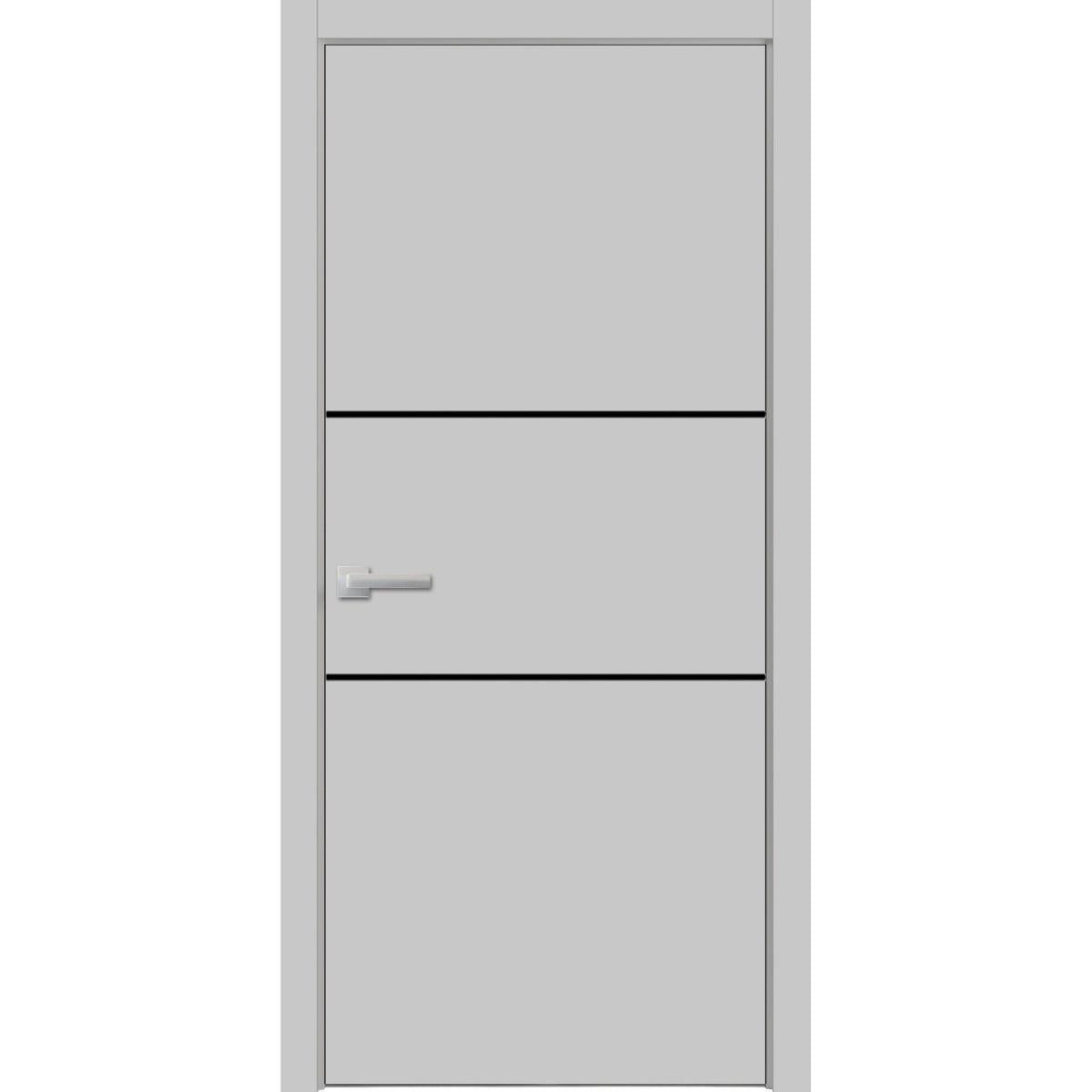 Modern Wood Interior Door with Hardware | Planum 0014 Matte Grey | Single Panel Frame Trims | Bathroom Bedroom Sturdy Doors