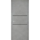 Modern Wood Interior Door with Hardware | Planum 0014 Concrete | Single Panel Frame Trims | Bathroom Bedroom Sturdy Doors