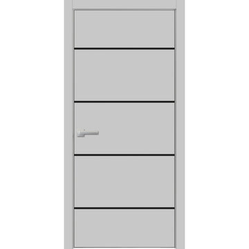 Modern Wood Interior Door with Hardware | Planum 0015 Matte Grey | Single Panel Frame Trims | Bathroom Bedroom Sturdy Doors