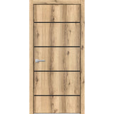Modern Wood Interior Door with Hardware | Planum 0015 Oak | Single Panel Frame Trims | Bathroom Bedroom Sturdy Doors