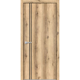 Modern Wood Interior Door with Hardware | Planum 0016 Oak | Single Panel Frame Trims | Bathroom Bedroom Sturdy Doors