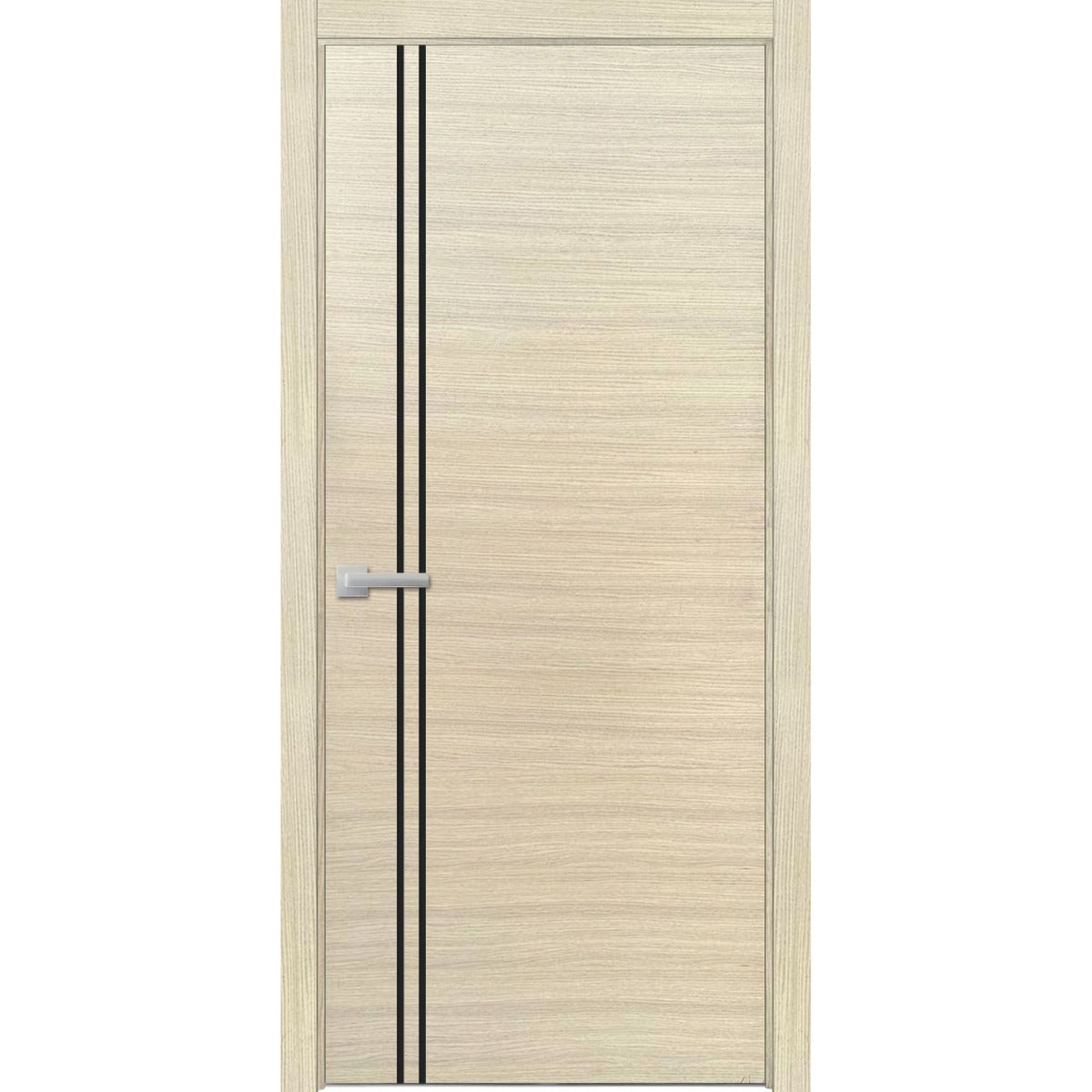 Modern Wood Interior Door with Hardware | Planum 0016 Natural Veneer | Single Panel Frame Trims | Bathroom Bedroom Sturdy Doors