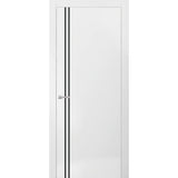 Modern Solid Interior Door with Handle | Planum 0016 White Silk | Single Regural Panel Frame Trims | Bathroom Bedroom Sturdy Doors