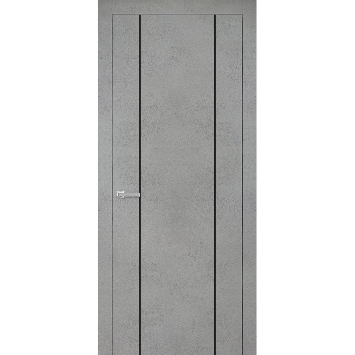 Modern Wood Interior Door with Hardware | Planum 0017 Concrete | Single Panel Frame Trims | Bathroom Bedroom Sturdy Doors