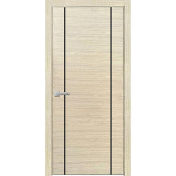 Modern Wood Interior Door with Hardware | Planum 0017 Natural Veneer | Single Panel Frame Trims | Bathroom Bedroom Sturdy Doors