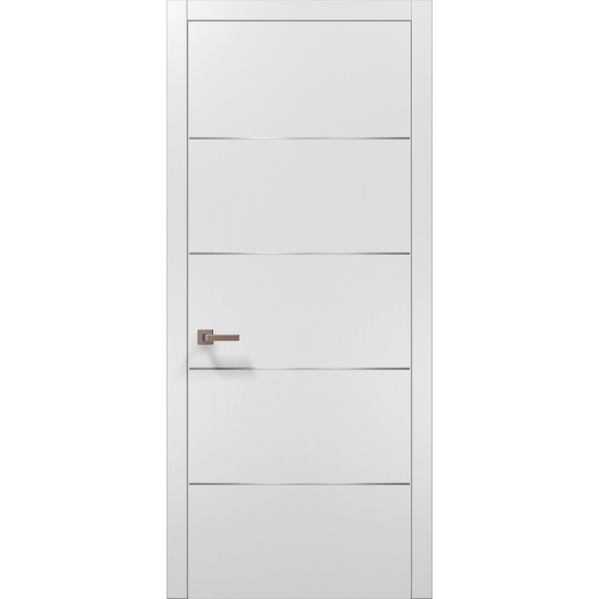 Modern Wood Interior Door with Hardware | Planum 0020 White Silk | Single Panel Frame Trims | Bathroom Bedroom Sturdy Doors