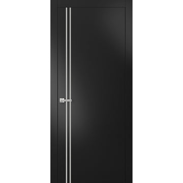 Modern Solid Interior Door with Handle | Planum 0310 Matte Black | Single Regural Panel Frame Trims | Bathroom Bedroom Sturdy Doors