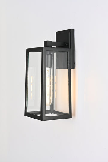 1-Light, Wall Mount Light with Clear Glass, Black, Wall Lamp for Outside House